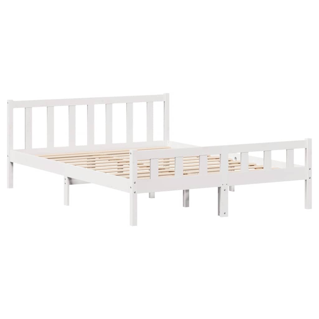 Letto senza Materasso Bianco 160x200 cm Legno Massello di Pino 3301584