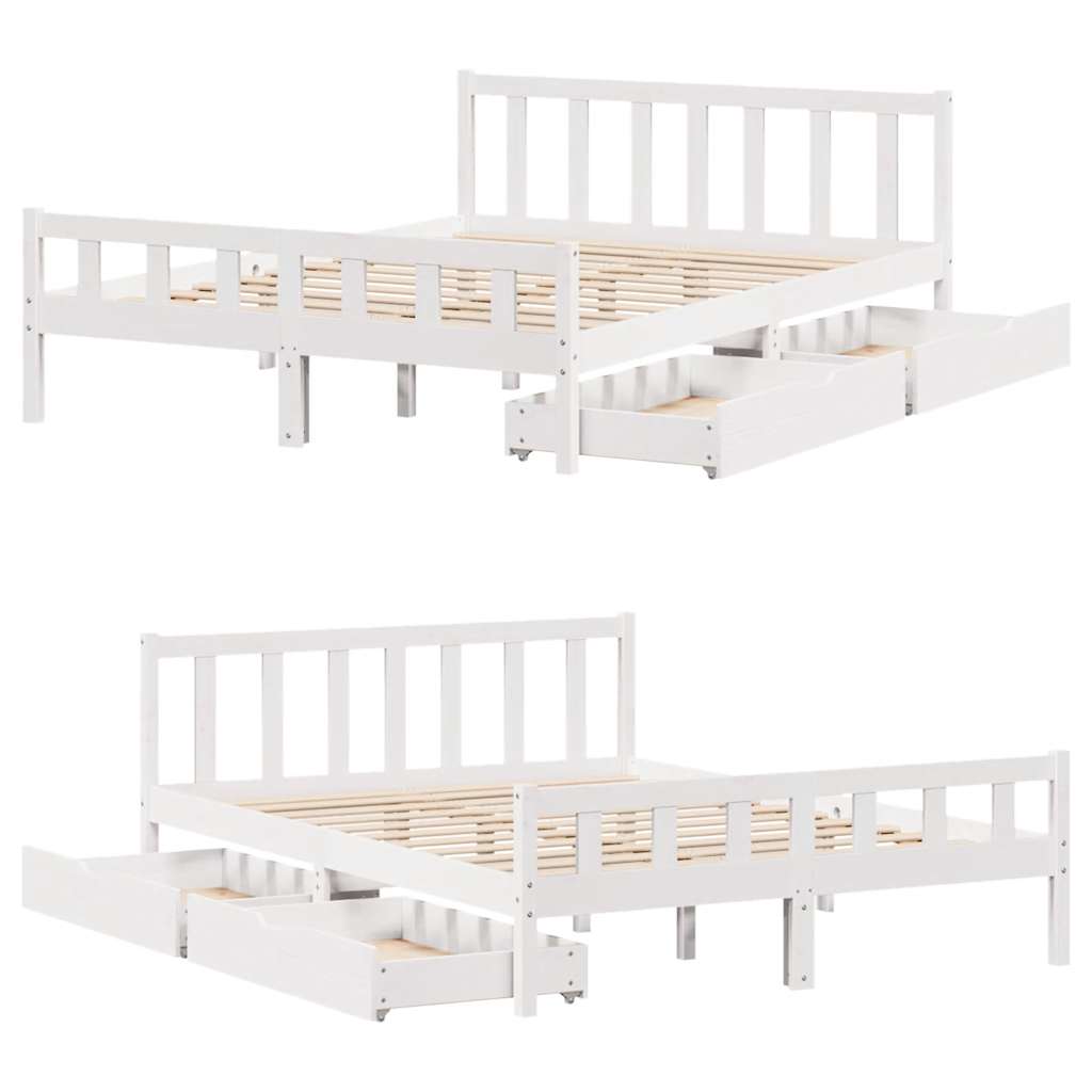 Letto senza Materasso Bianco 160x200 cm Legno Massello di Pino 3301584