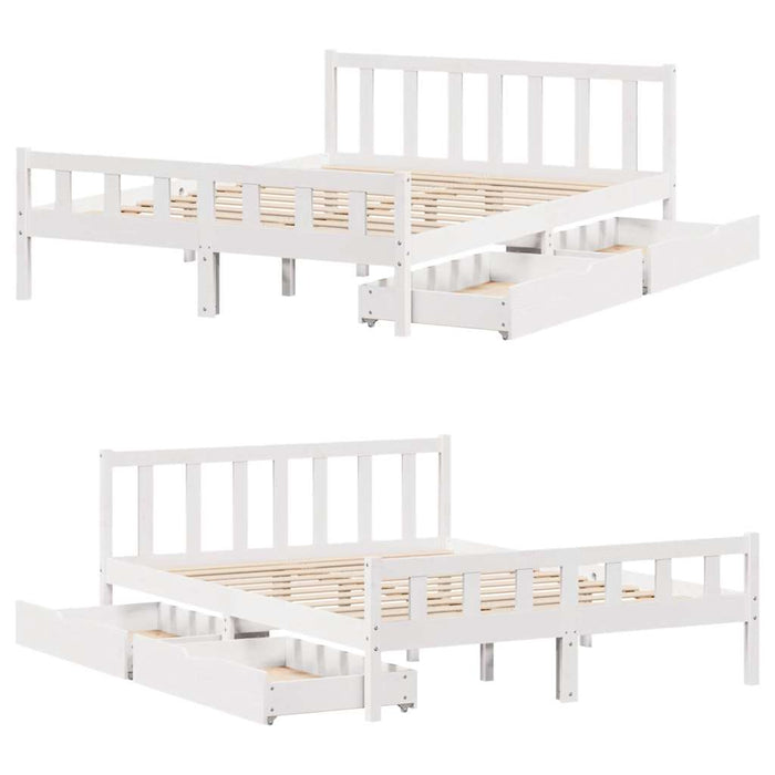 Letto senza Materasso Bianco 160x200 cm Legno Massello di Pino 3301584