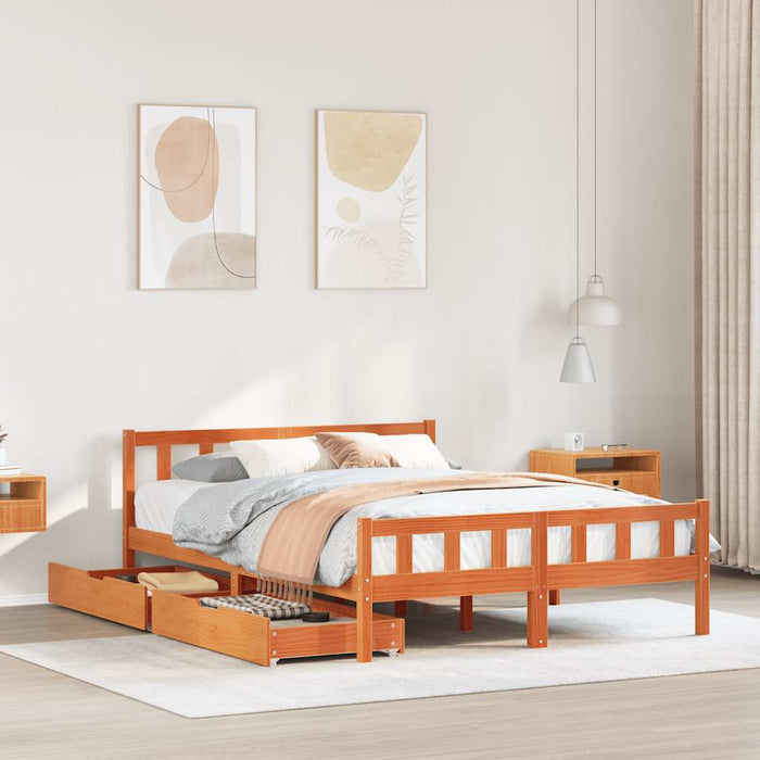 vidaXL Letto senza Materasso Marrone Cera 150x200 cm in Legno di Pino