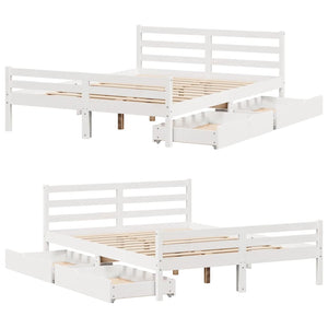 vidaXL Letto senza Materasso Bianco 135x190 cm Legno Massello di Pino