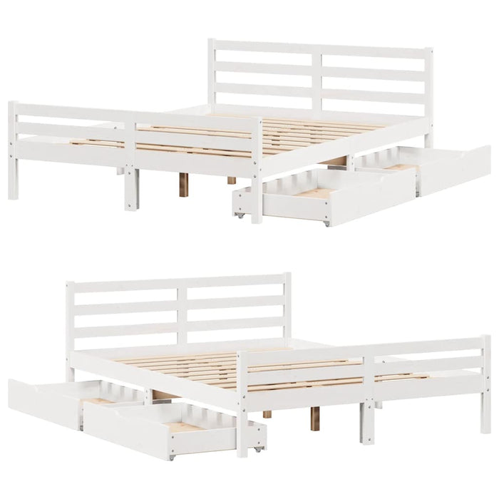 vidaXL Letto senza Materasso Bianco 135x190 cm Legno Massello di Pino