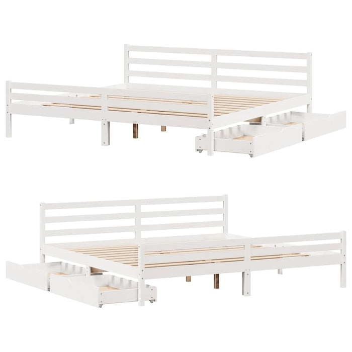 Letto senza Materasso Bianco 180x200 cm Legno Massello di Pino 3301617