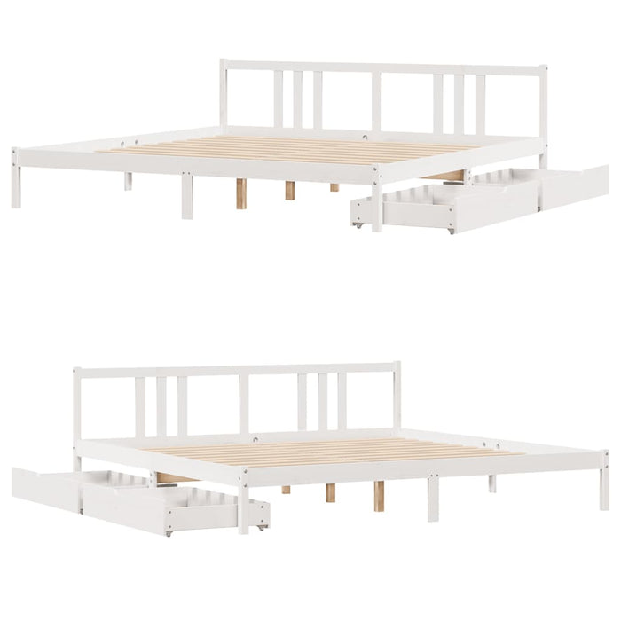 Giroletto senza Materasso Bianco 200x200 cm Legno Massello Pino 3301645