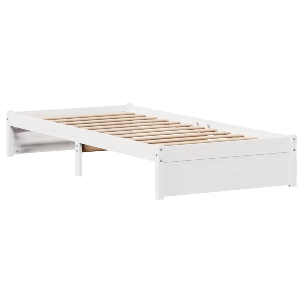 Letto senza Materasso Bianco 90x190 cm in Legno Massello Pino 3301649