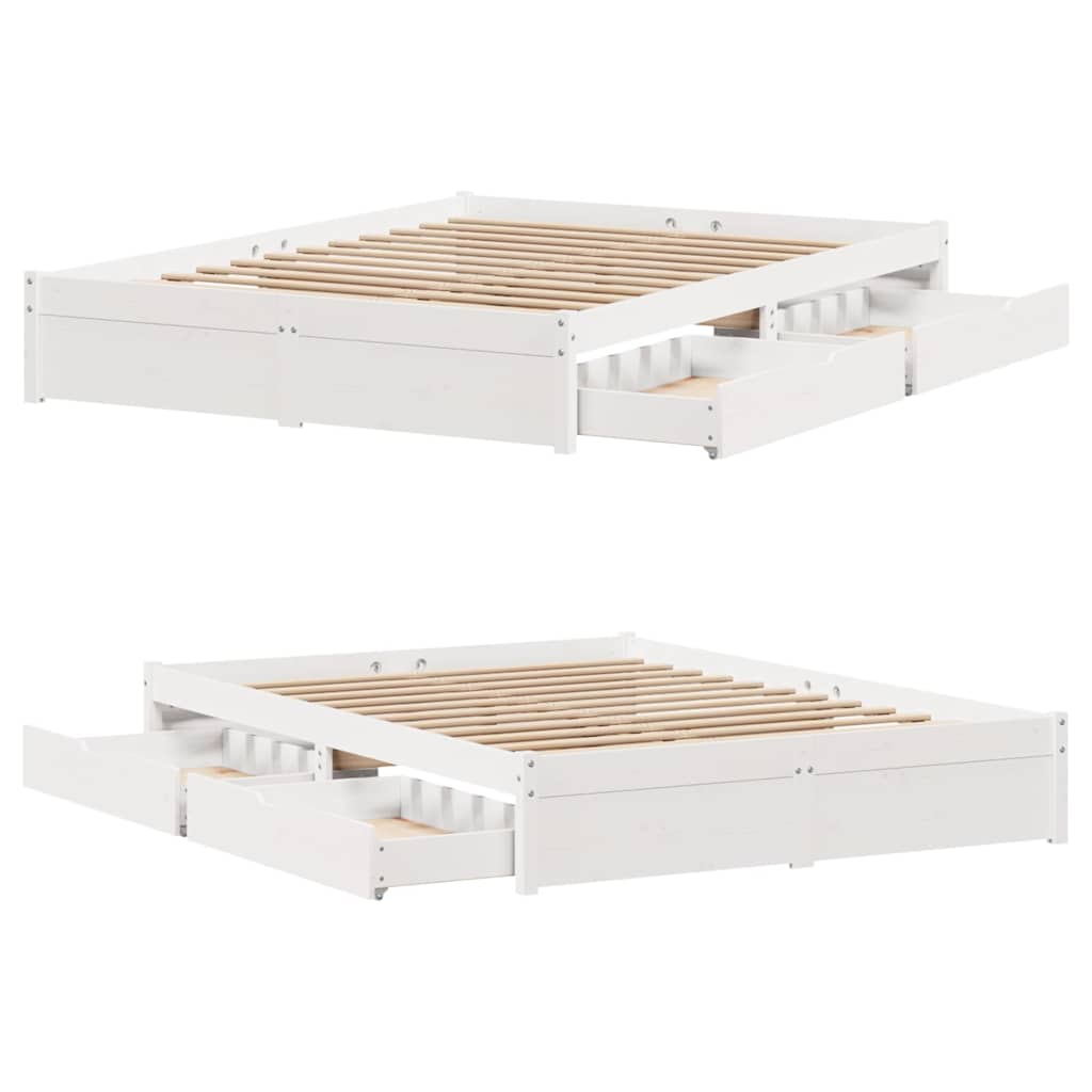 Letto senza Materasso Bianco 120x190 cm Legno Massello di Pino 3301651