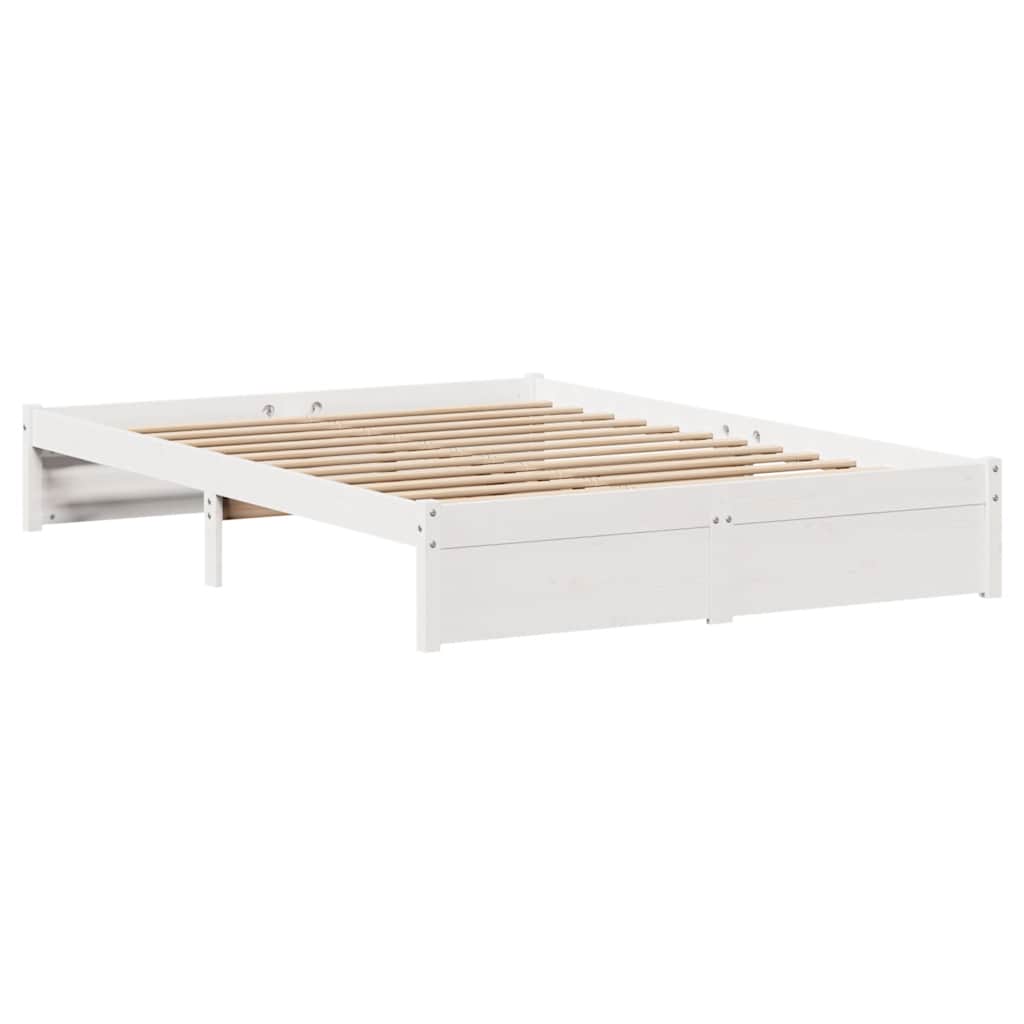 Letto senza Materasso Bianco 140x190 cm Legno Massello di Pino