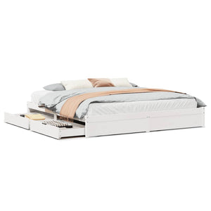 Giroletto senza Materasso-Struttura Letto Bianco 200x200 cm Legno Massello Pino 784815