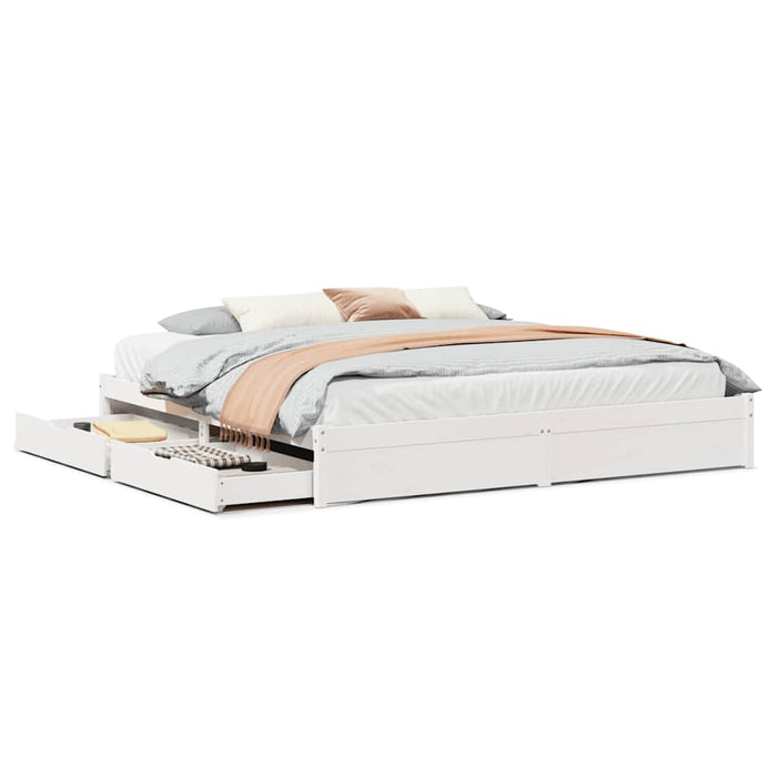 Giroletto senza Materasso-Struttura Letto Bianco 200x200 cm Legno Massello Pino 784815