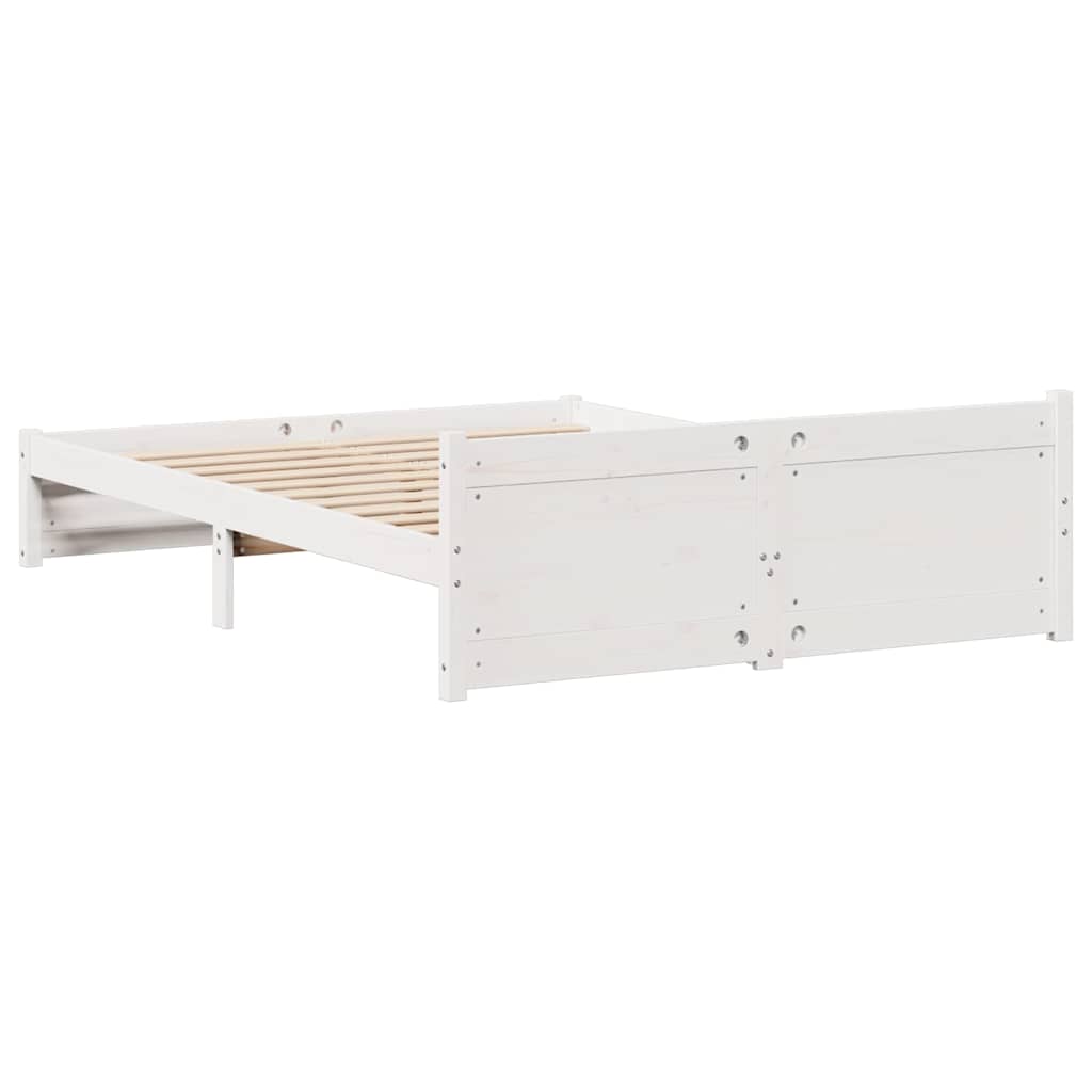 Letto senza Materasso Bianco 135x190 cm Legno Massello di Pino 3301679