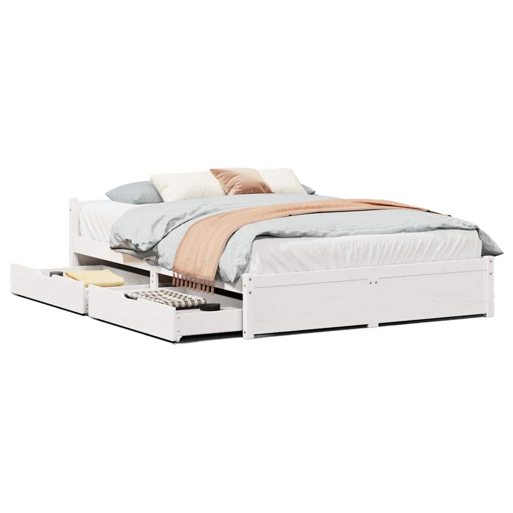 Letto senza Materasso Bianco 140x190 cm Legno Massello di Pino 3301681