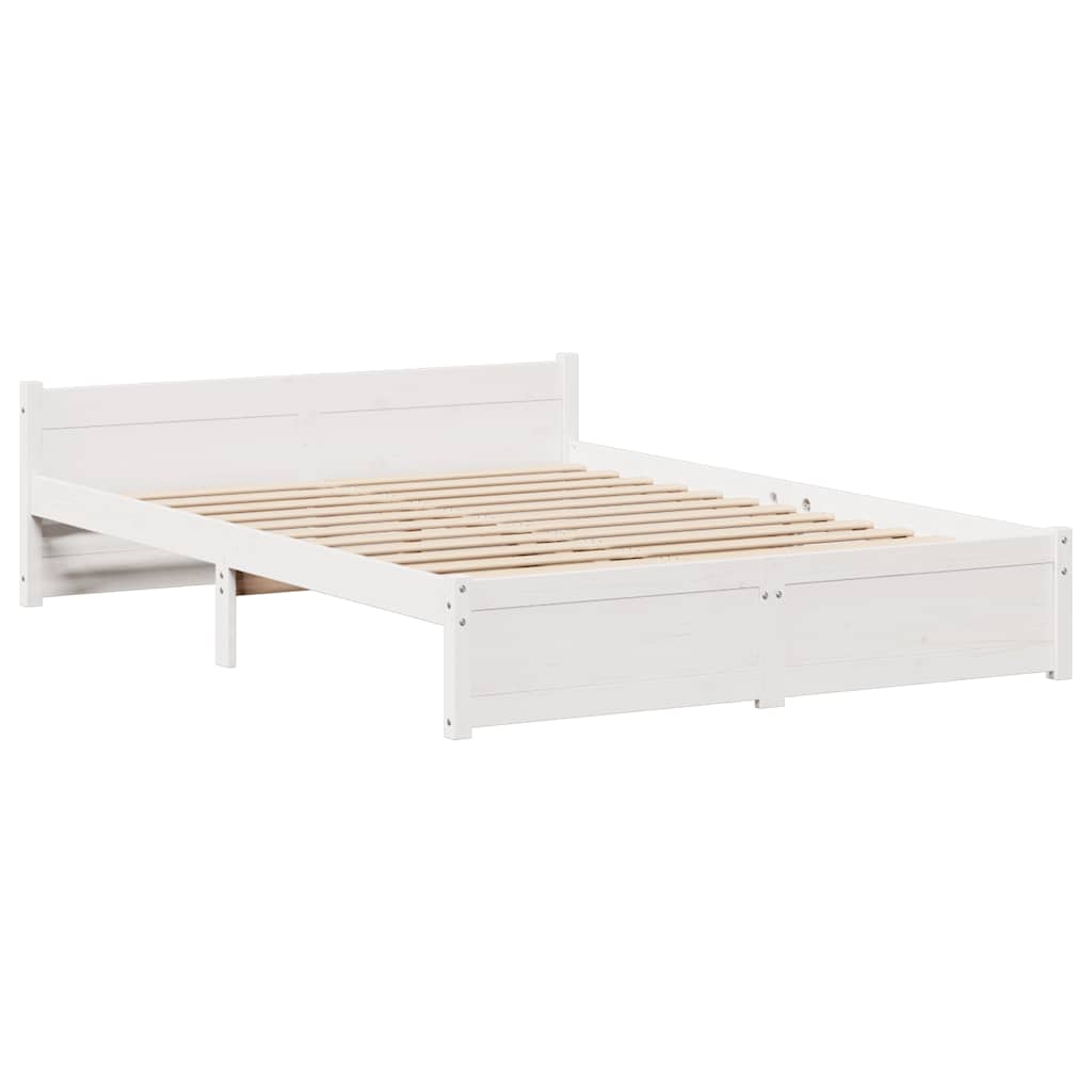 Letto senza Materasso Bianco 140x190 cm Legno Massello di Pino 3301681