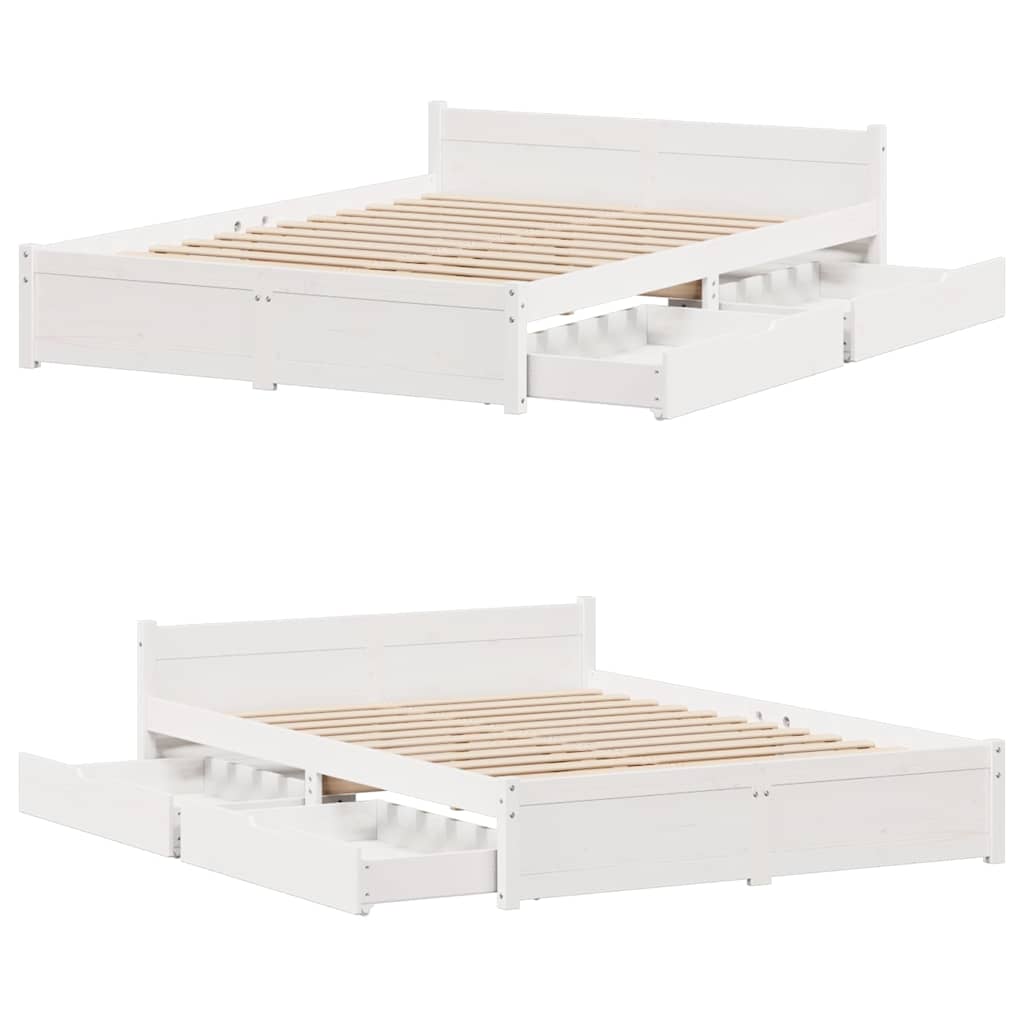 Letto senza Materasso Bianco 140x190 cm Legno Massello di Pino 3301681