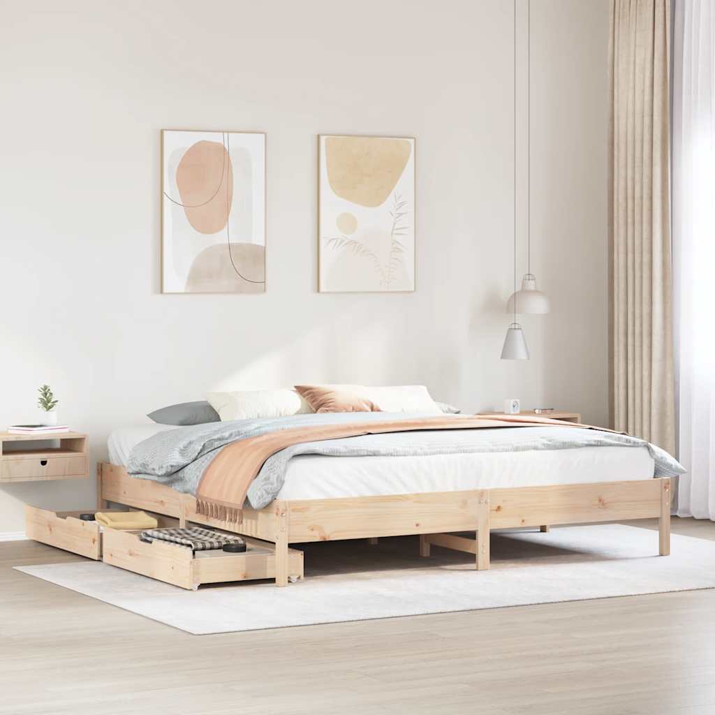 Letto senza Materasso 200x200 cm in Legno Massello di Pino 3301698