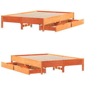vidaXL Letto senza Materasso Marrone Cera 160x200 cm in Legno di Pino