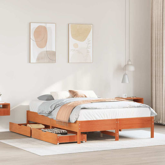 vidaXL Letto senza Materasso Marrone Cera 160x200 cm in Legno di Pino