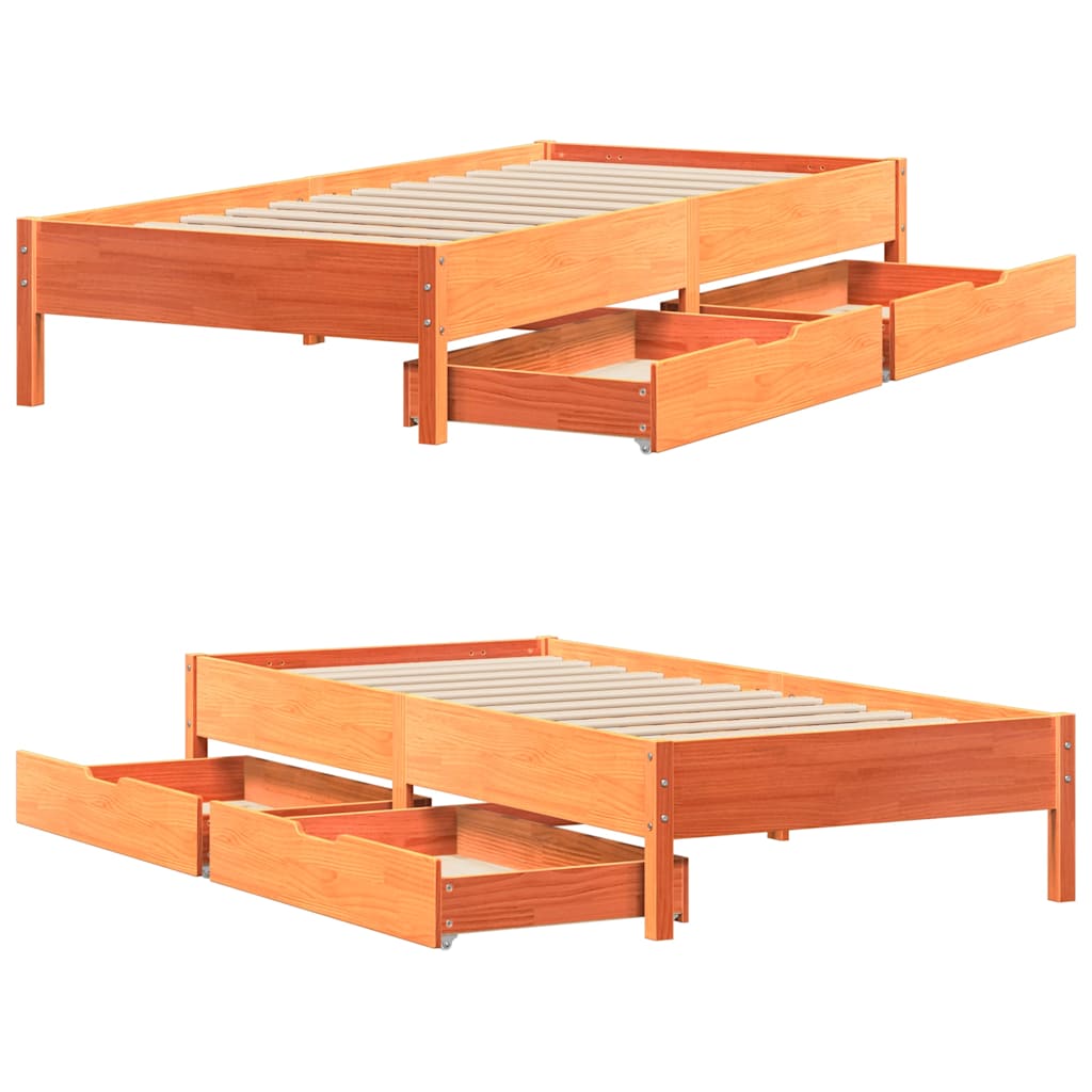vidaXL Letto senza Materasso Marrone Cera 100x200 cm in Legno di Pino