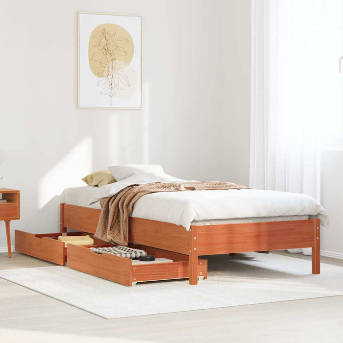 vidaXL Letto senza Materasso Marrone Cera 100x200 cm in Legno di Pino