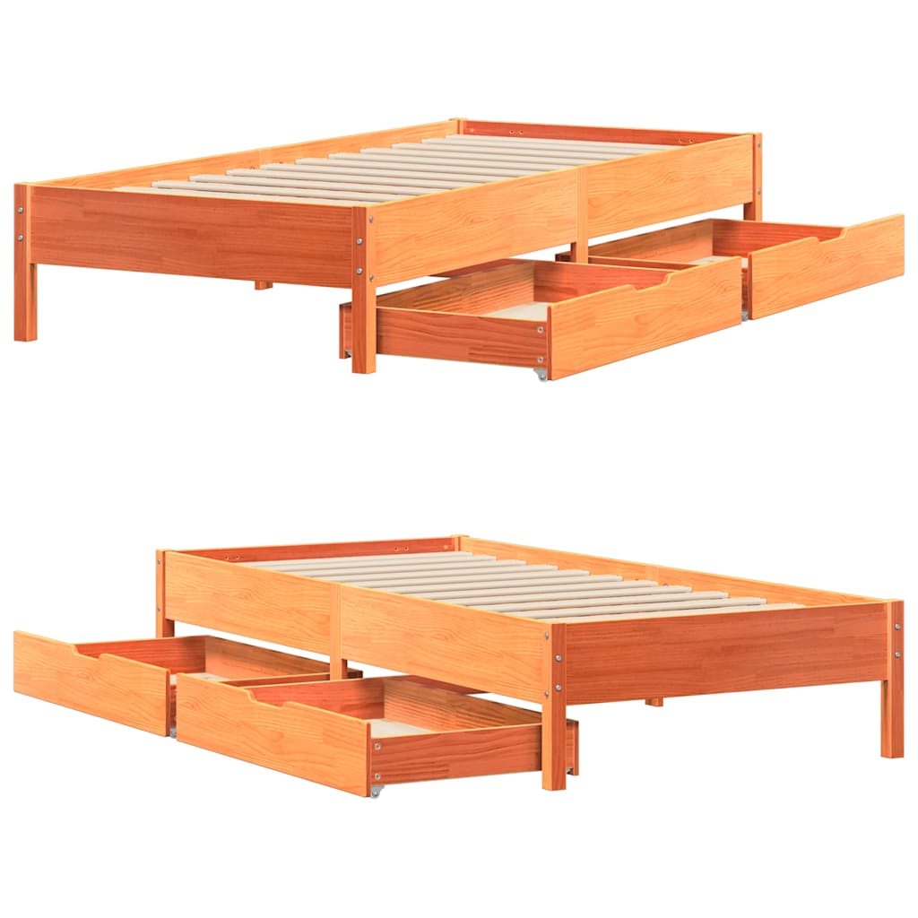Letto senza Materasso Marrone Cera 90x200 cm Legno di Pino 3301721