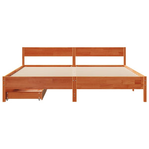 Letto senza Materasso Marrone Cera 180x200 cm in Legno di Pino