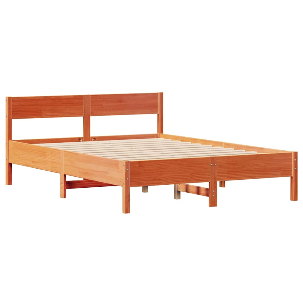 Letto senza Materasso Marrone Cera 150x200 cm in Legno di Pino 3301748