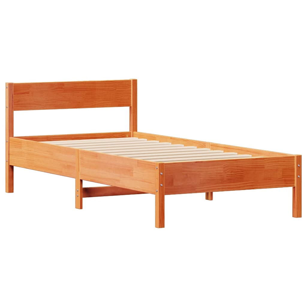 Letto senza Materasso Marrone Cera 100x200 cm in Legno di Pino