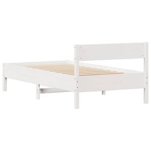 Letto senza Materasso Bianco 90x190 cm in Legno Massello Pino 3301771