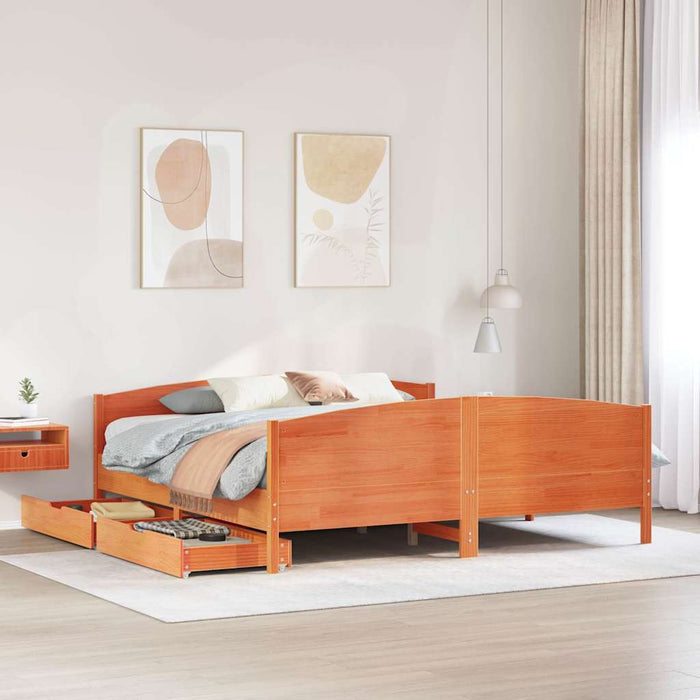 vidaXL Letto senza Materasso Marrone Cera 200x200 cm in Legno di Pino