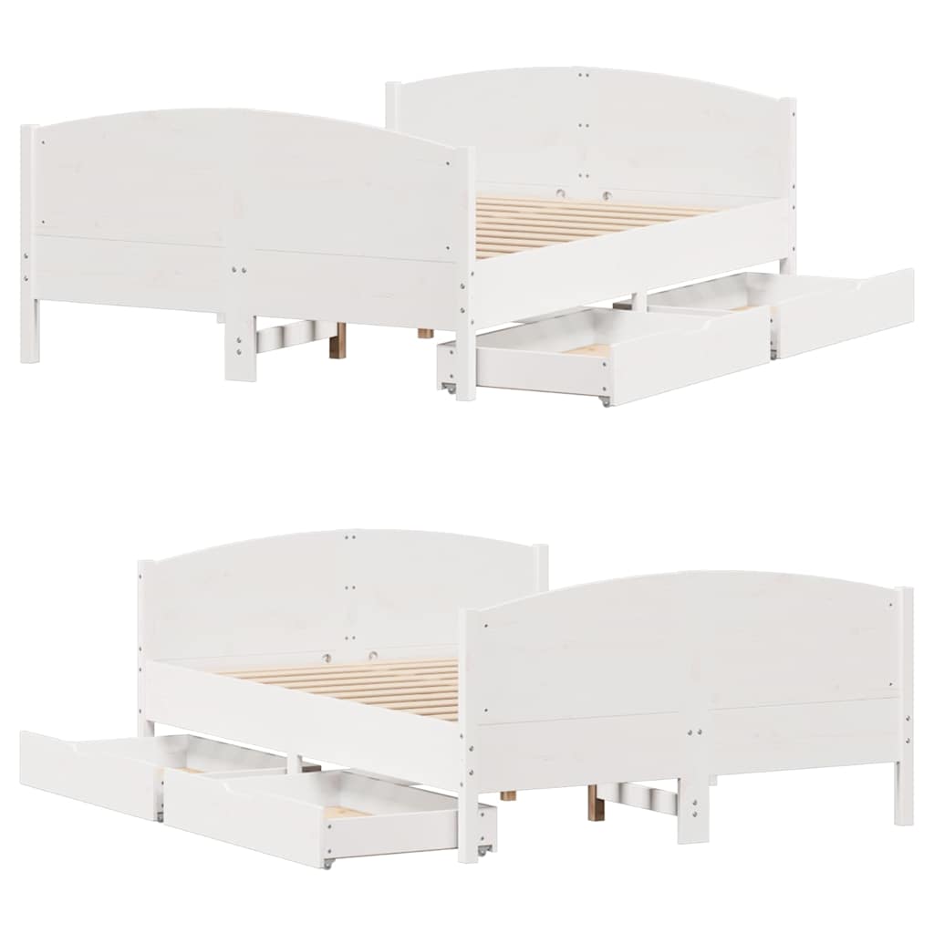 Letto senza Materasso Bianco 150x200 cm Legno Massello di Pino 3301786