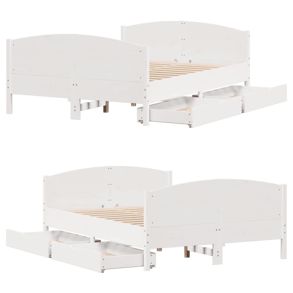 vidaXL Letto senza Materasso Bianco 120x200 cm Legno Massello di Pino