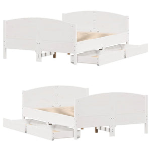 vidaXL Letto senza Materasso Bianco 135x190 cm Legno Massello di Pino