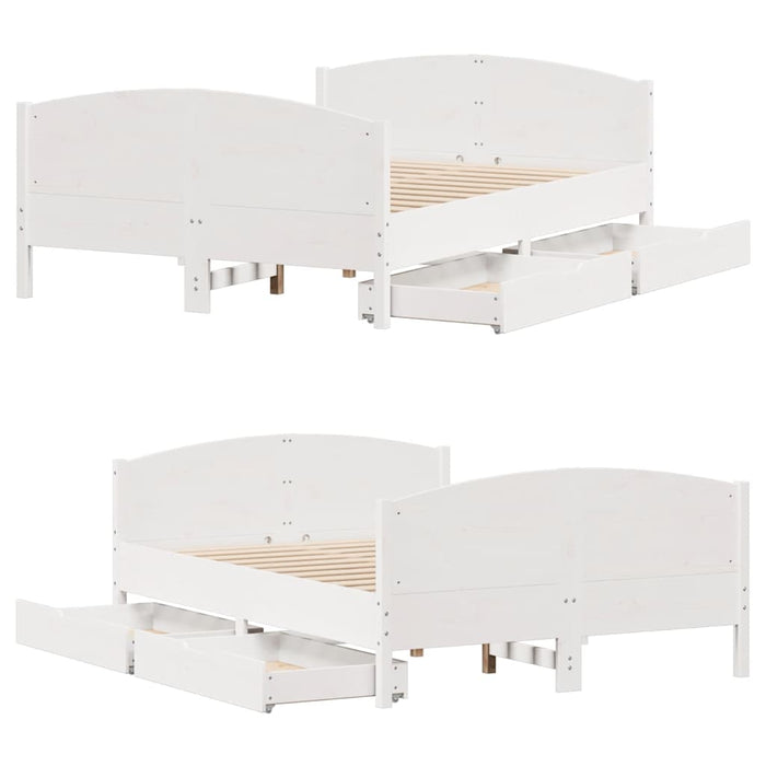 vidaXL Letto senza Materasso Bianco 135x190 cm Legno Massello di Pino