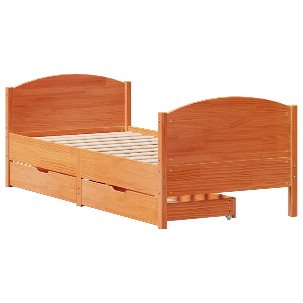Letto senza Materasso Marrone Cera 100x200 cm in Legno di Pino