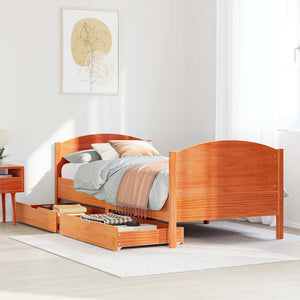 vidaXL Letto senza Materasso Marrone Cera 90x200 cm Legno di Pino