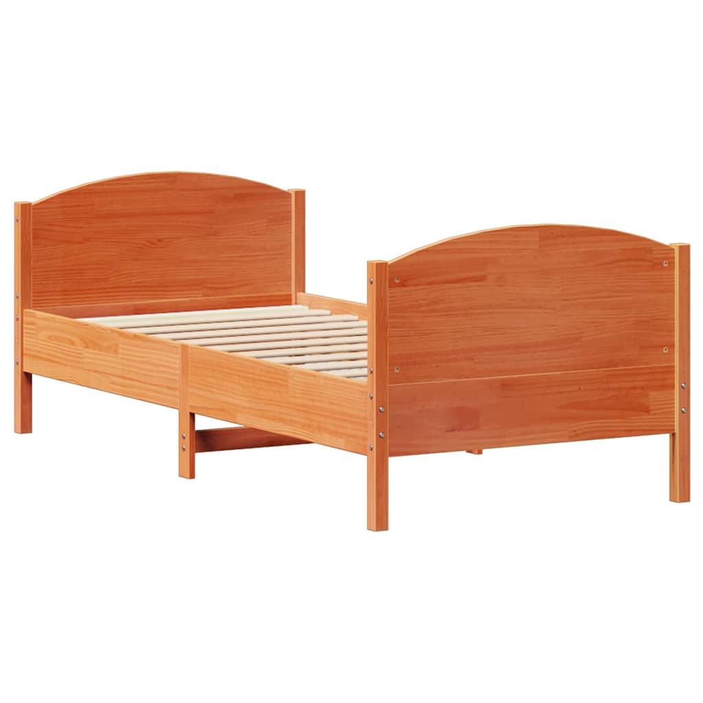 Letto senza Materasso Marrone Cera 75x190 cm in Legno di Pino 3301814
