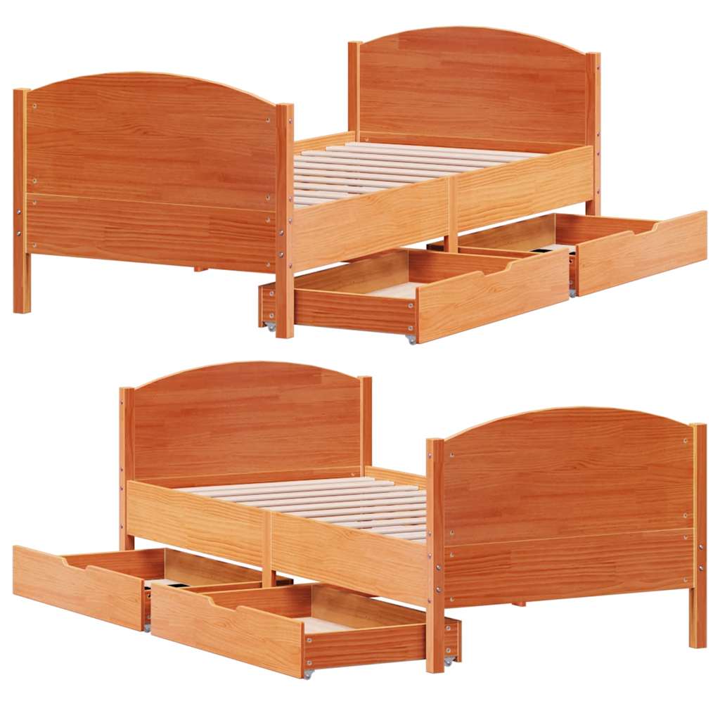 Letto senza Materasso Marrone Cera 75x190 cm in Legno di Pino 3301814