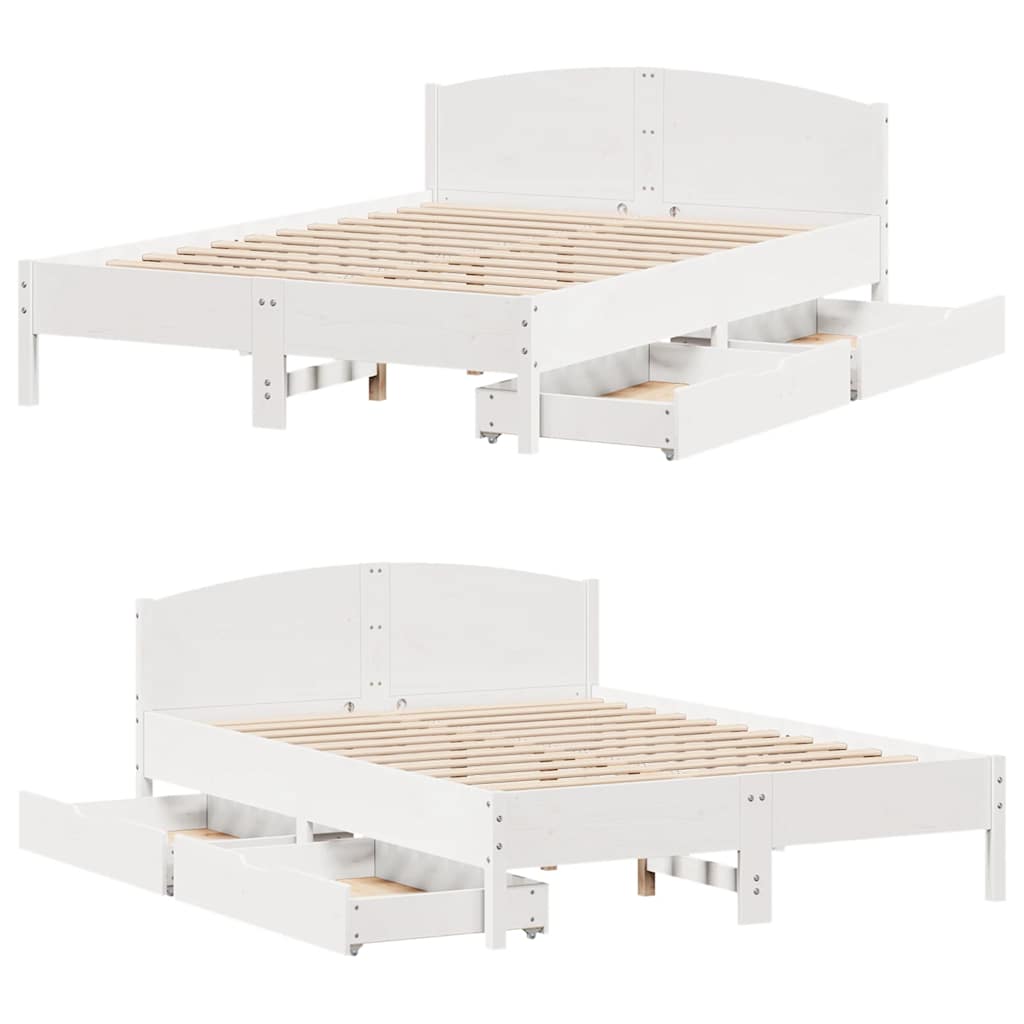 vidaXL Letto senza Materasso Bianco 160x200 cm Legno Massello di Pino