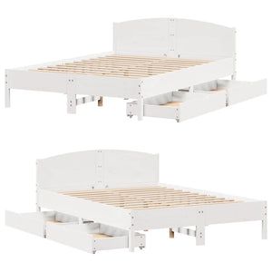 Letto senza Materasso Bianco 160x200 cm Legno Massello di Pino 3301822