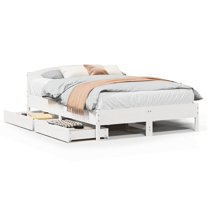 vidaXL Letto senza Materasso Bianco 140x190 cm Legno Massello di Pino