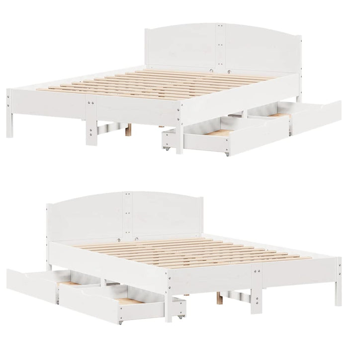 vidaXL Letto senza Materasso Bianco 140x190 cm Legno Massello di Pino