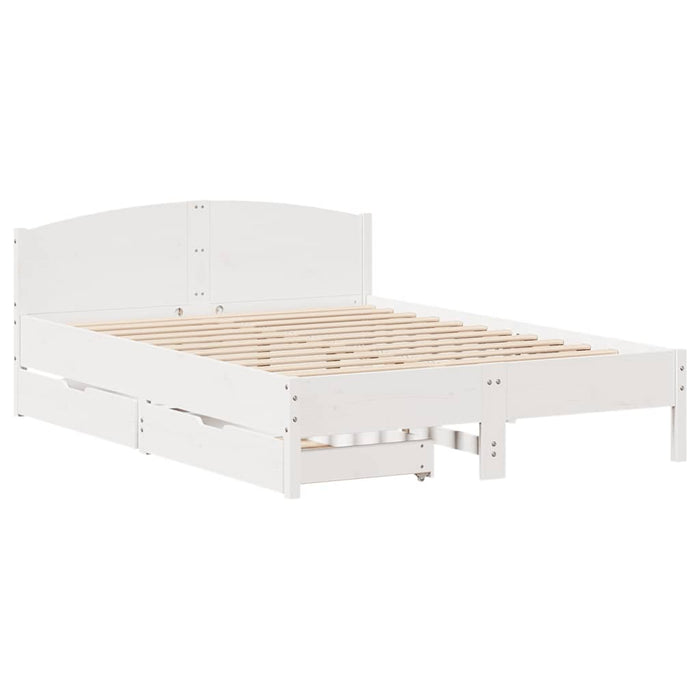 Letto senza Materasso Bianco 135x190 cm Legno Massello di Pino 3301837