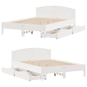 Letto senza Materasso Bianco 135x190 cm Legno Massello di Pino 3301837