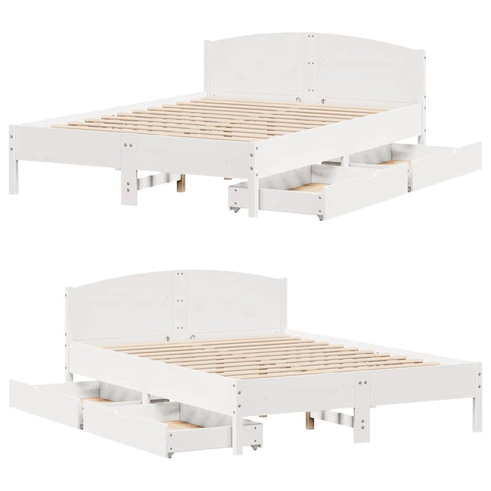 Letto senza Materasso Bianco 135x190 cm Legno Massello di Pino 3301837