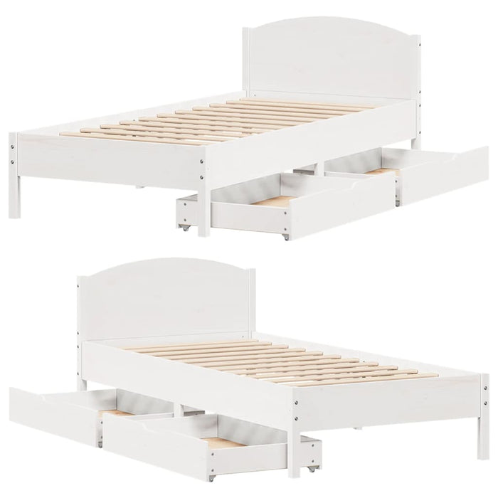 Giroletto senza Materasso Bianco 100x200 cm Legno Massello Pino 3301843