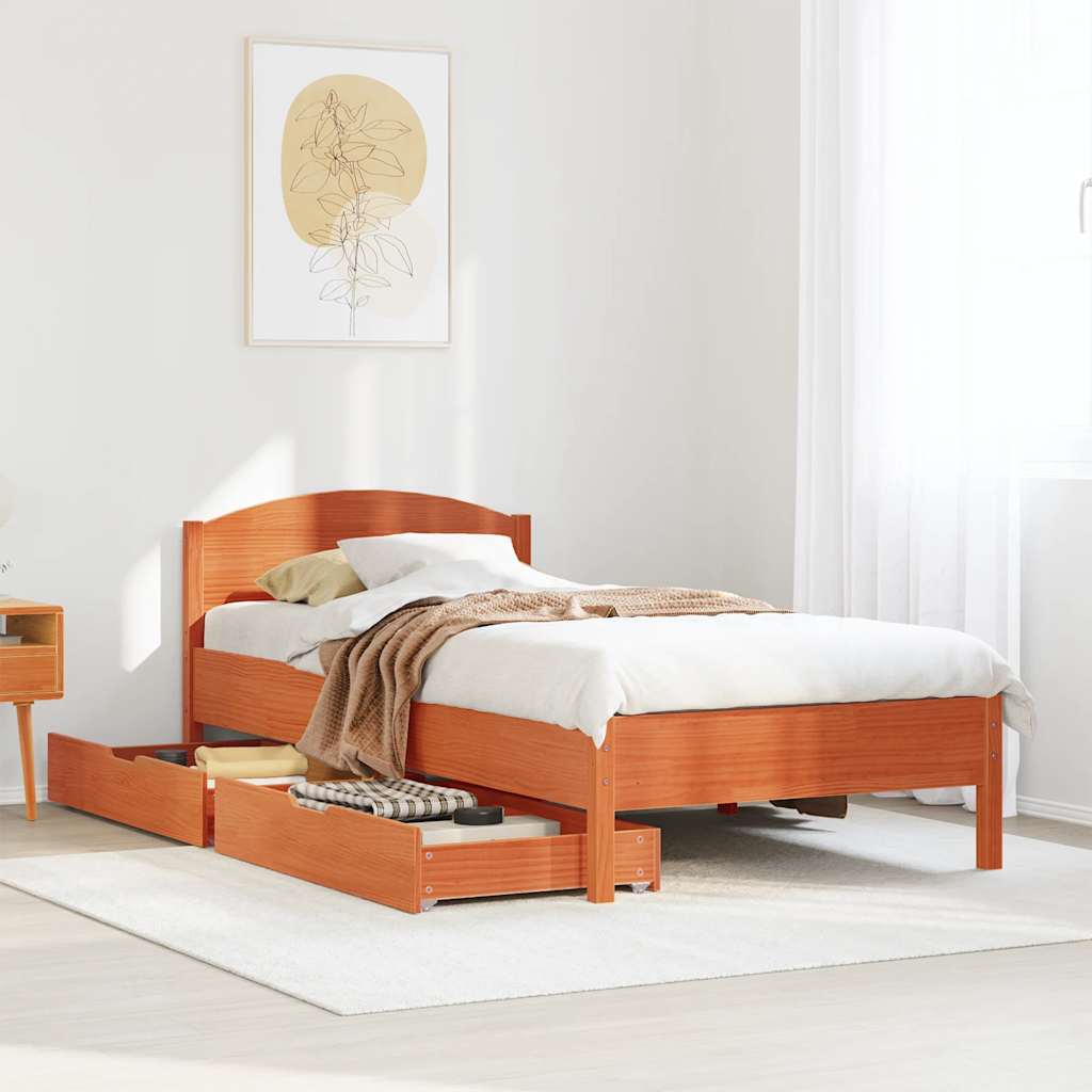 Letto senza Materasso Marrone Cera 100x200 cm in Legno di Pino 3301844