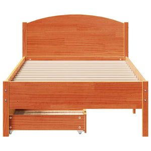 Letto senza Materasso Marrone Cera 90x200 cm Legno di Pino