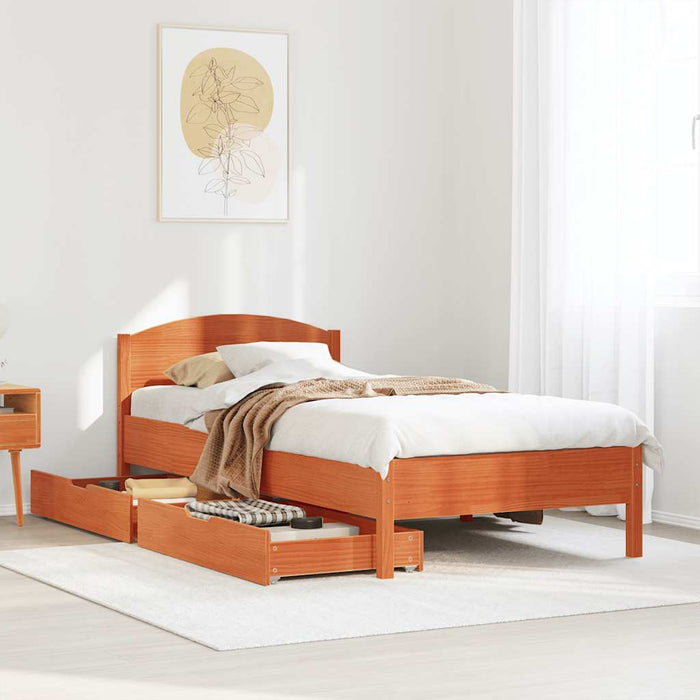 Letto senza Materasso Marrone Cera 90x190 cm in Legno di Pino 3301850