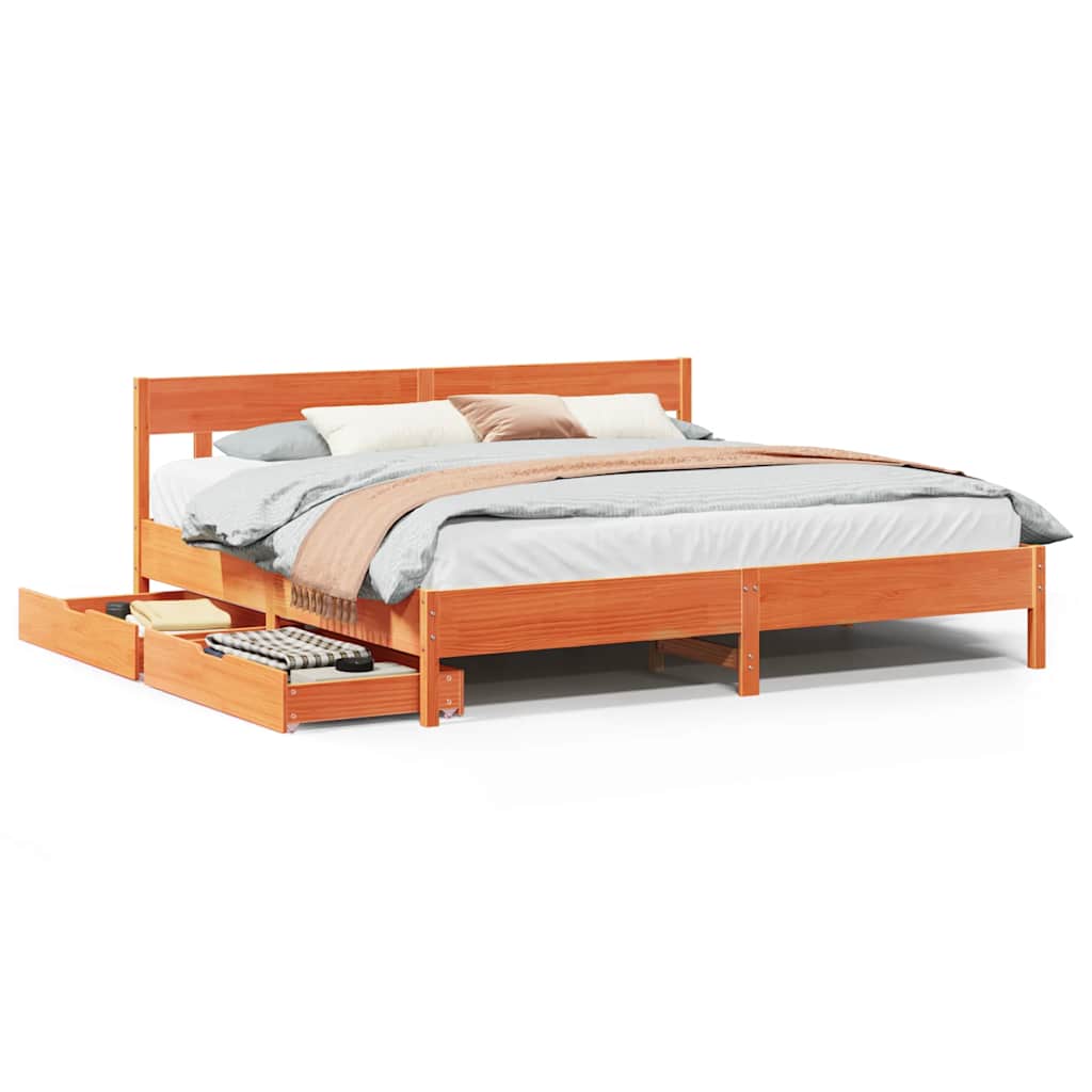 vidaXL Letto senza Materasso Marrone Cera 200x200 cm in Legno di Pino
