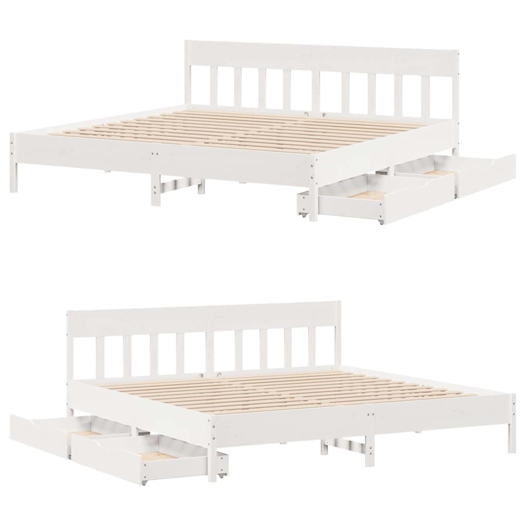 Letto senza Materasso Bianco 180x200 cm Legno Massello di Pino 3301858