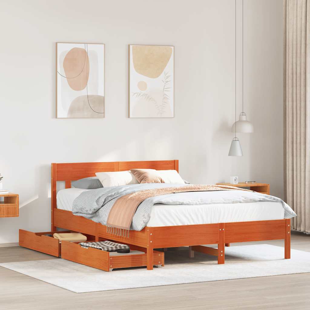 vidaXL Letto senza Materasso Marrone Cera 160x200 cm in Legno di Pino